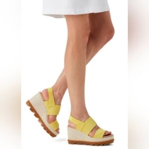 Sorel Joanie II Slingback Platform Wedge Sandals Yellow Size 9.5 MSRP $130